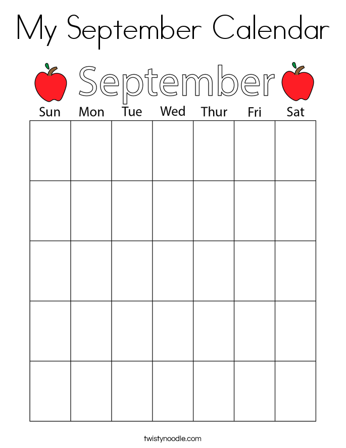 My September Calendar Coloring Page