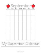 My September Calendar Handwriting Sheet