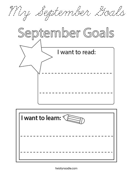My September Goals Coloring Page