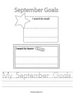 My September Goals Handwriting Sheet