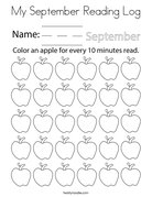 My September Reading Log Coloring Page