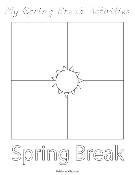 My Spring Break Activities Coloring Page