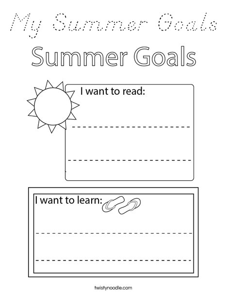 My Summer Goals Coloring Page