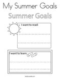 My Summer Goals Coloring Page