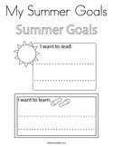 My Summer Goals Coloring Page