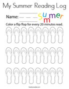 My Summer Reading Log Coloring Page