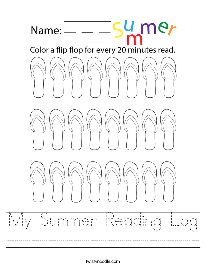 My Summer Reading Log Worksheet