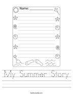 My Summer Story Handwriting Sheet
