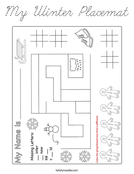 My Winter Placemat Coloring Page