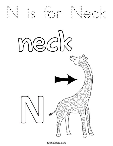 N is for Neck Coloring Page