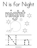 N is for Night Coloring Page