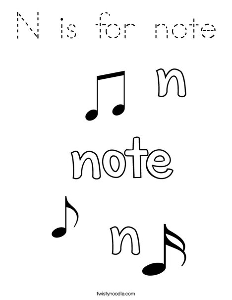 N is for note Coloring Page