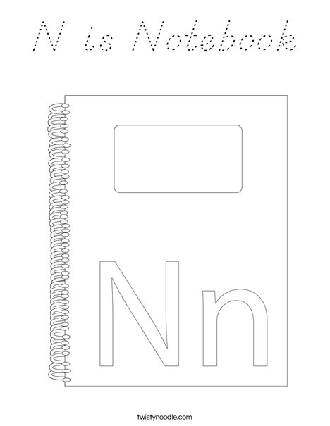 N is for Notebook Coloring Page