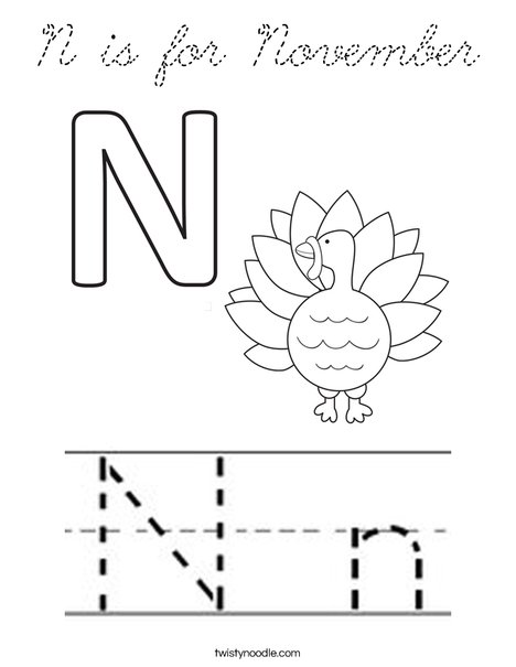 N is for November Coloring Page
