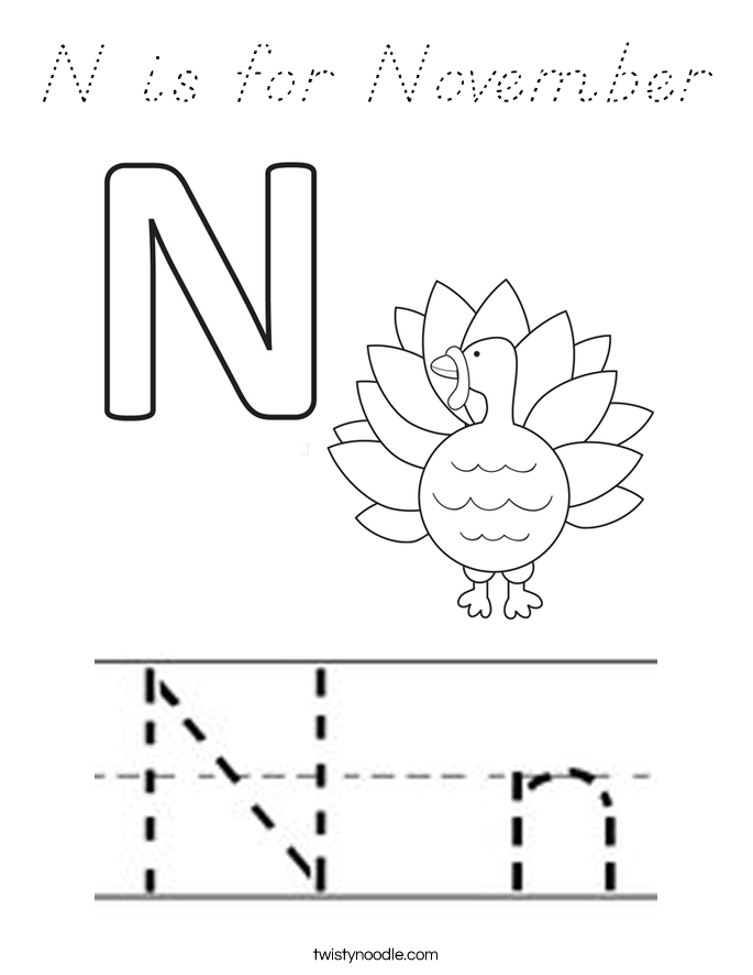 N is for November Coloring Page