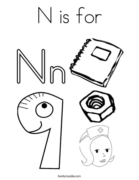 Download N is for Coloring Page - Twisty Noodle