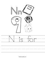 N is for Handwriting Sheet