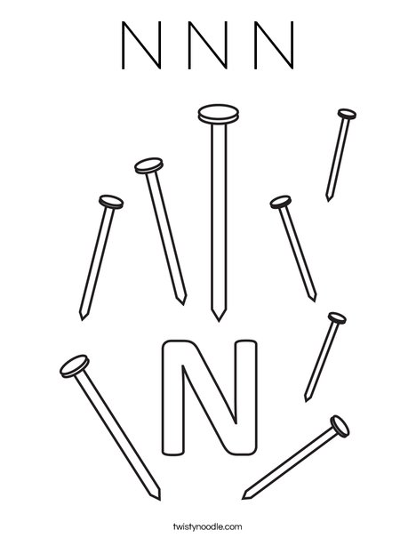 N Nail Coloring Page