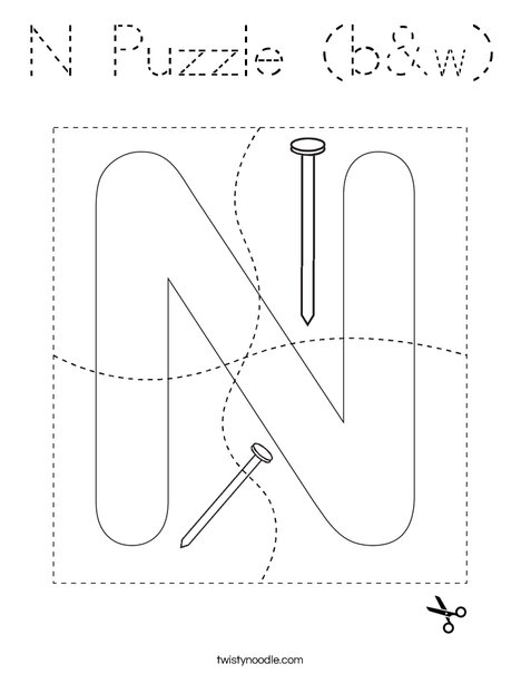 N Puzzle (b&w) Coloring Page