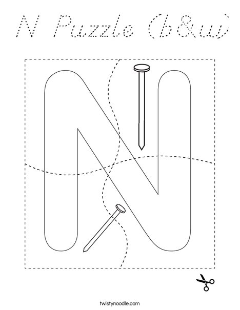 N Puzzle (b&w) Coloring Page