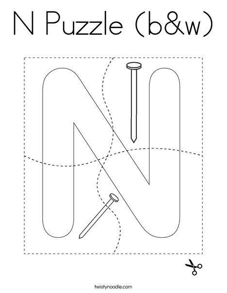 N Puzzle (b&w) Coloring Page