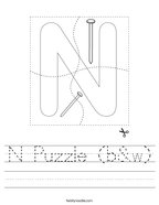 N Puzzle (b&w) Handwriting Sheet