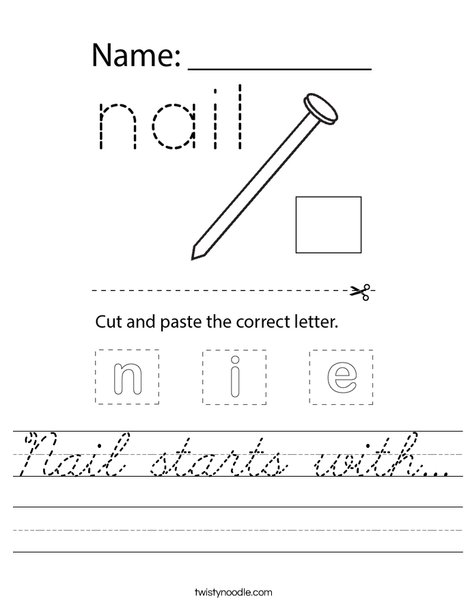 Nail starts with... Worksheet