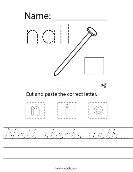 Nail starts with... Worksheet