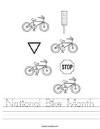 National Bike Month Handwriting Sheet