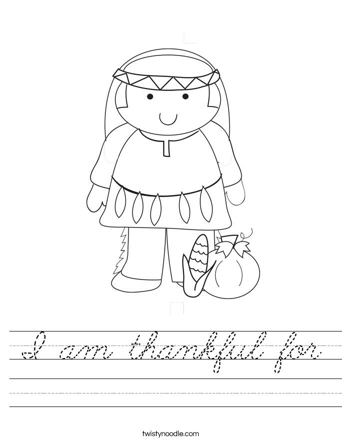 I am thankful for Worksheet