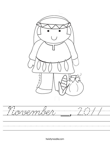 Native American Boy Worksheet