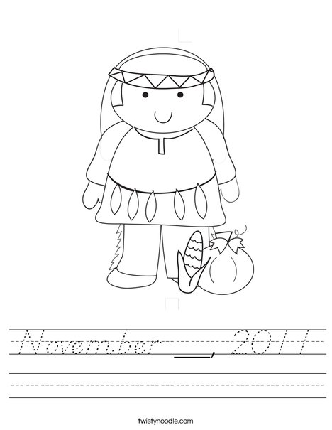Native American Boy Worksheet