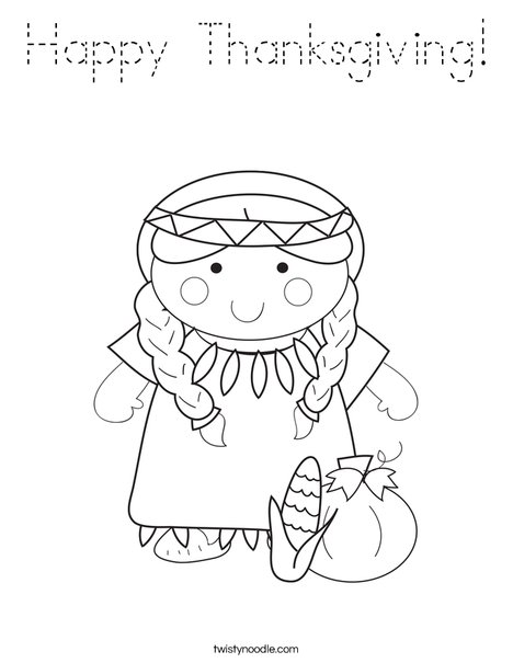 Native American Girl Coloring Page