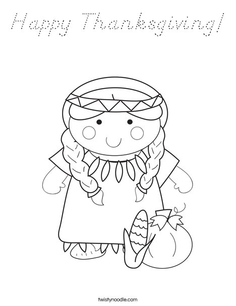 Native American Girl Coloring Page