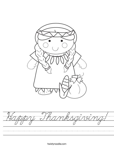 Native American Girl Worksheet