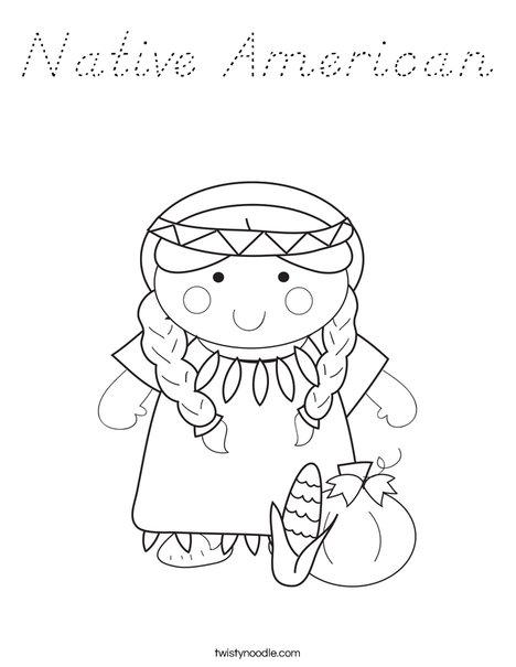 Native American Girl Coloring Page