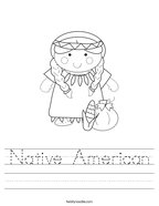 Native American Handwriting Sheet