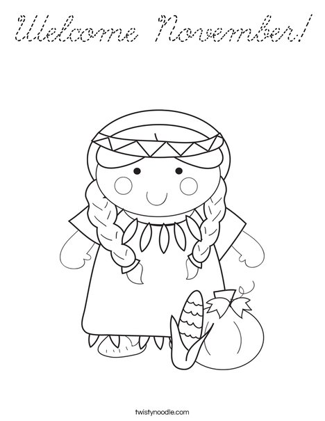 Native American Girl Coloring Page