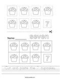 Cut and paste the 7 cupcakes. Worksheet