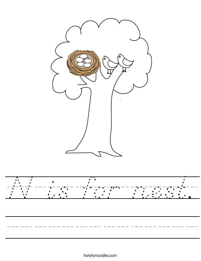 N is for nest. Worksheet
