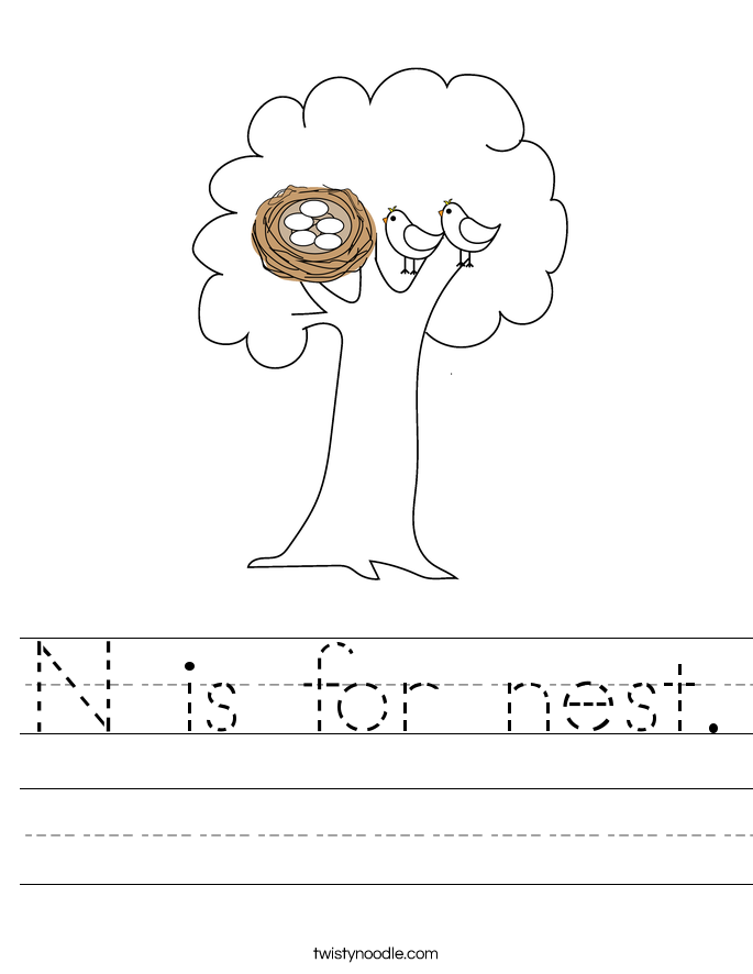 N is for nest. Worksheet