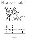 Nest starts with N Coloring Page