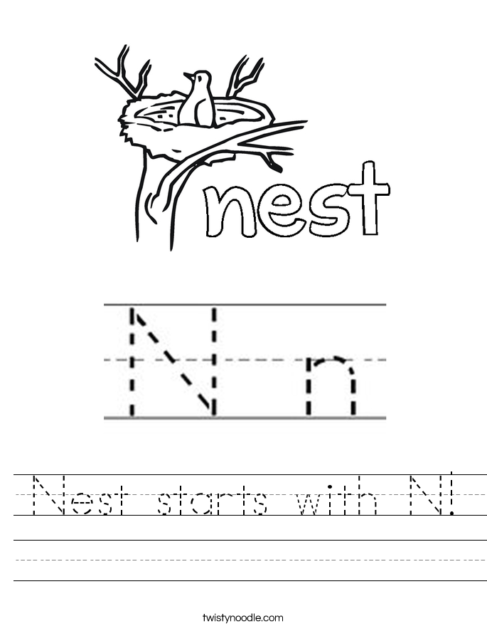 nest starts with n worksheet twisty noodle