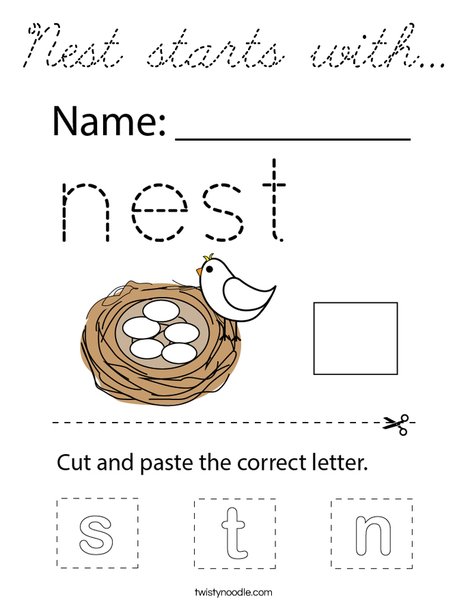 Nest starts with... Coloring Page