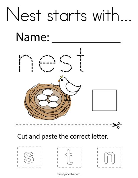 Nest starts with... Coloring Page