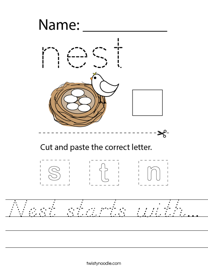 Nest starts with... Worksheet