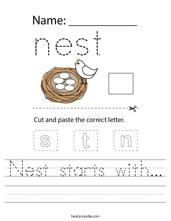 Nest starts with... Worksheet