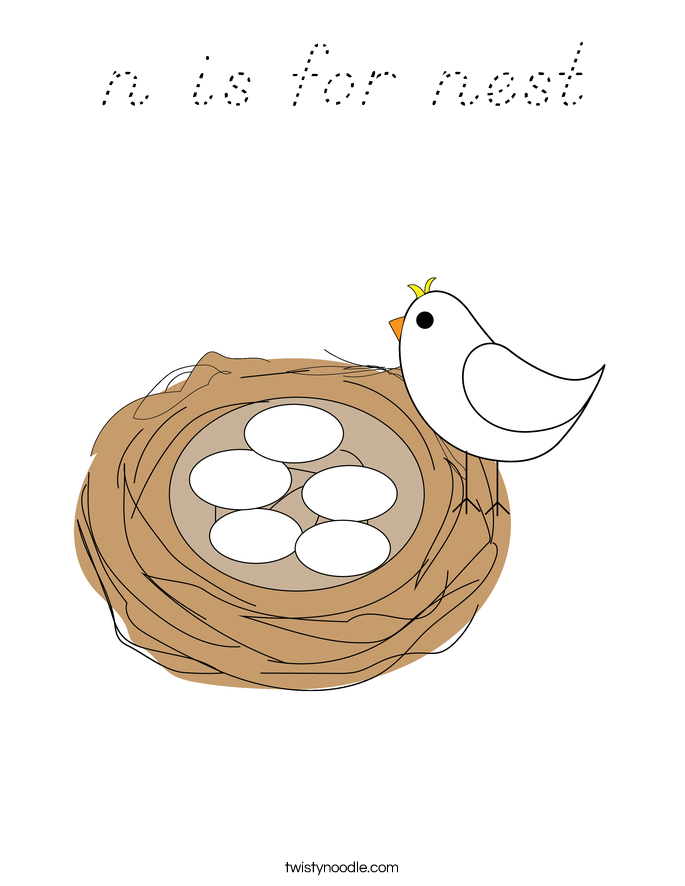 n is for nest Coloring Page