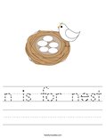n is for nest Worksheet