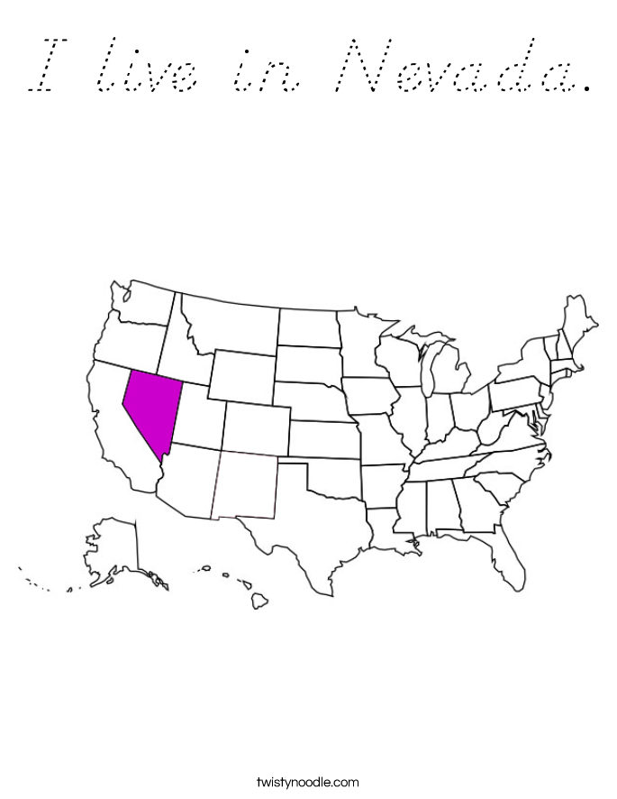 I live in Nevada. Coloring Page